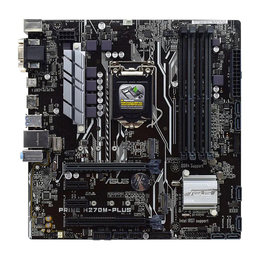 Asus PRIME H270M-PLUS 마더보드 LGA 1151 인텔 H270 DDR4 64GB 지지대 코어 i3-6100 i5-6500 7400 6700 i3-6300 CPU M.2 마이크로 ATX