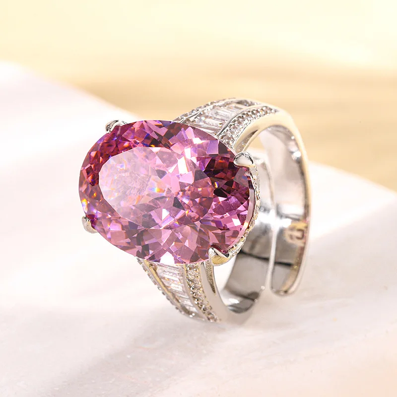 

New Gold-Plated Gemstone Bird's Nest Egg-Shaped Elegant Ring for Women 13*18