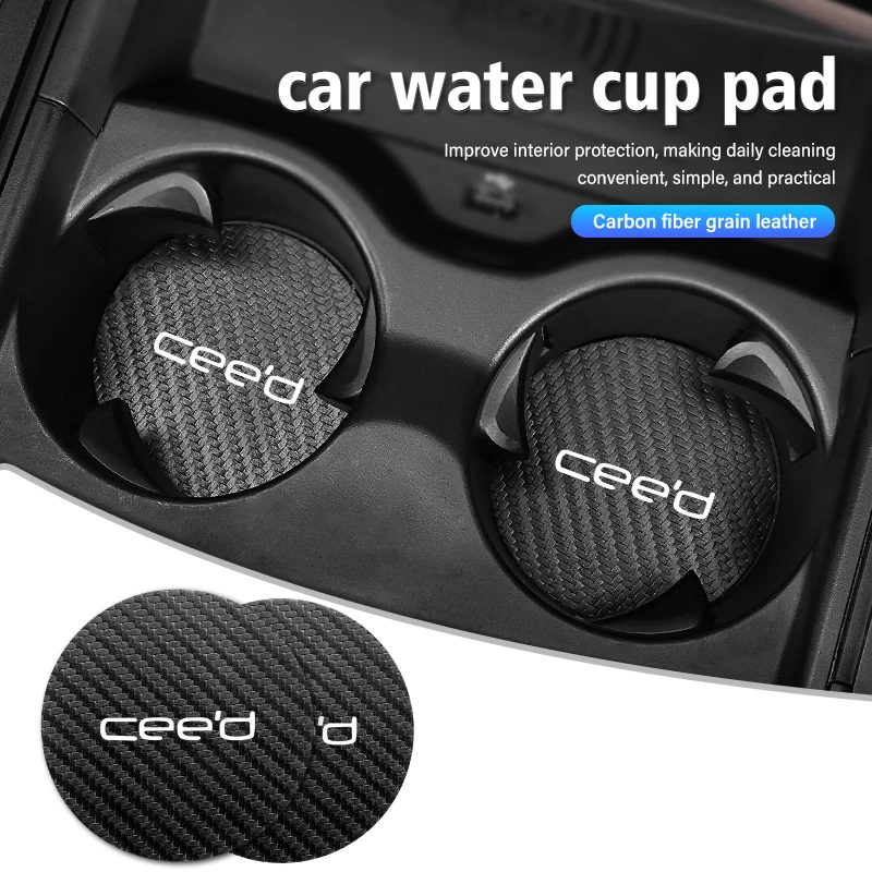 2pcs Car Water Cup Mat Non-slip Bottle Holder Coaster Pad For KIA Ceed ED 2006 2007 2008 2009 2010 2011 2012