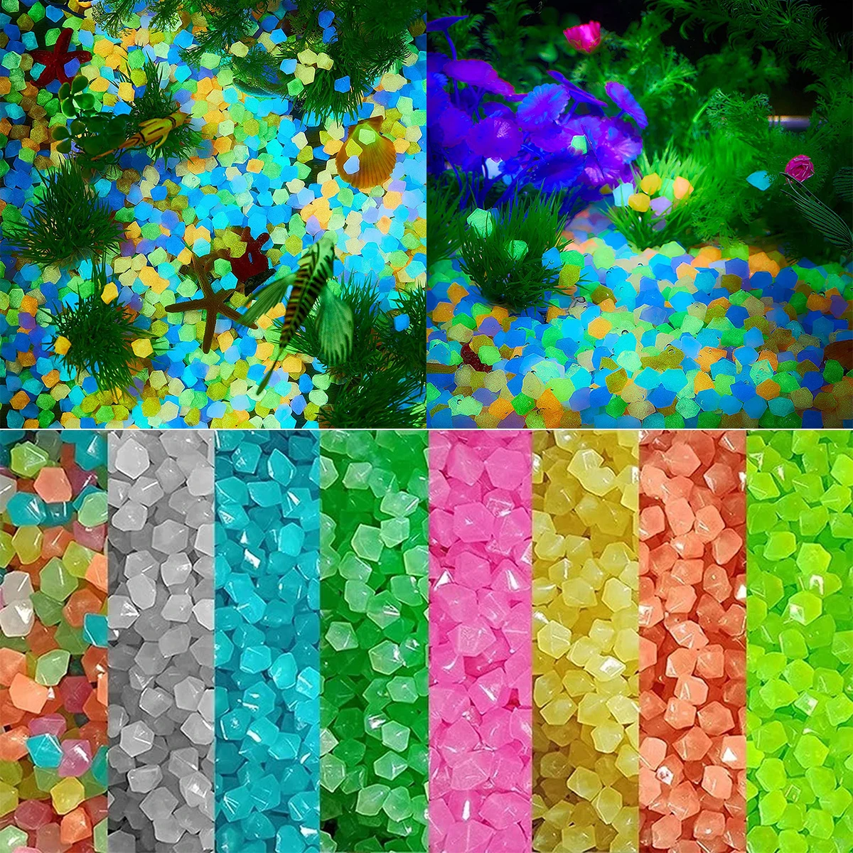 Luminous Sand Stones Glowing Garden Decor Shiny Stone Fish Tank Aquarium Supplies Fairy Gravel Rocks Home Path DIY Accessories