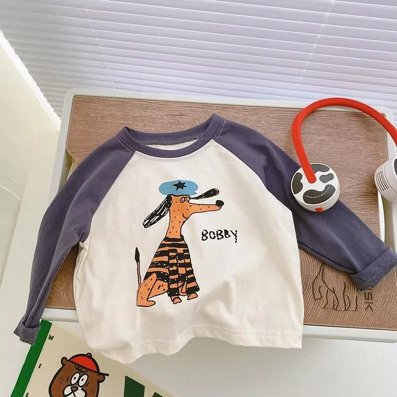 3months To 4t Toddler Infant Spring Autumn Tops Cartoon Printed Tees For Baby Girl Boy Long-sleeved Top Costume Casual Fashion