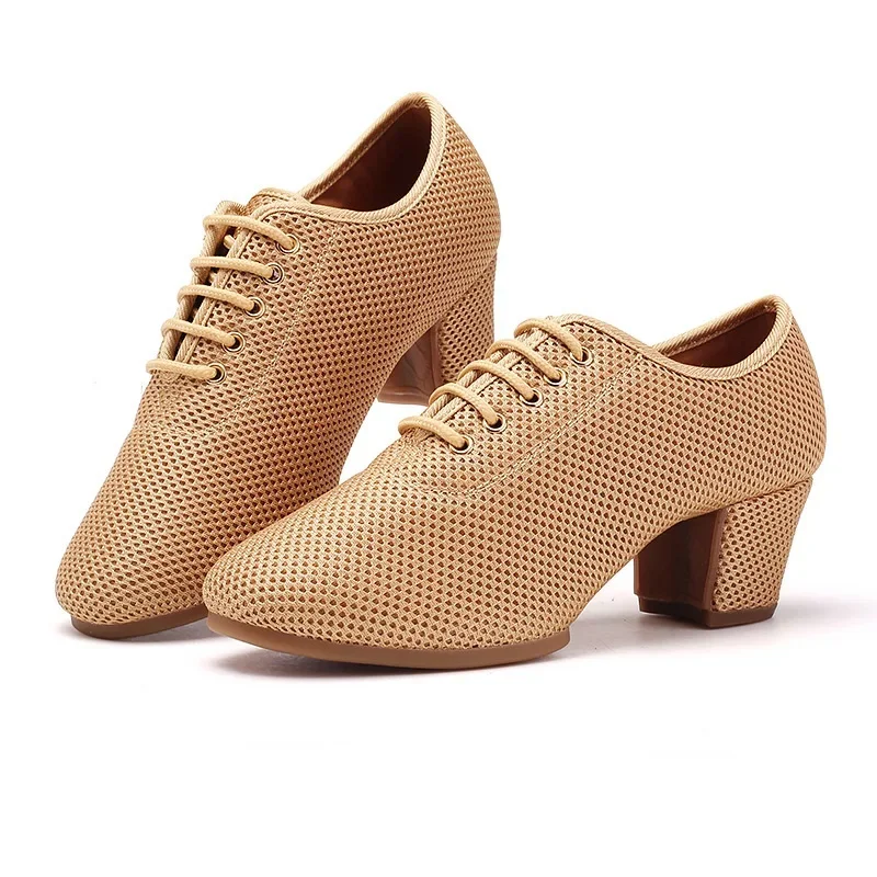 Latin Dance Shoes Adult Women Social Dance Teacher Shoes square Dance Sailor Modern Dance Mesh Surface For Breathability Sneaker