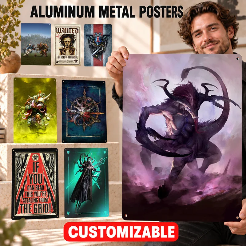 Warhammer Textured Metal Posters Bold Decorative Graphic Bedroom Wall Art Personalized Aluminum Sign Thoughtful Collector Gift