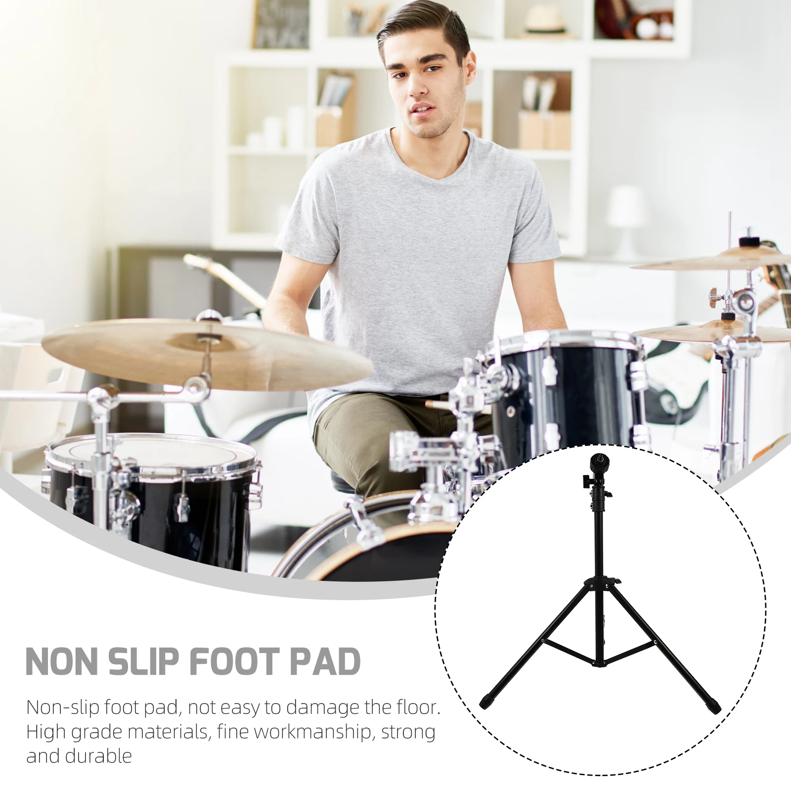 

1Set Dumb Drum Stand Heavy Duty Metal Snare Practice Rack Adjustable Height for Silent Drum Training Percussion Accessory