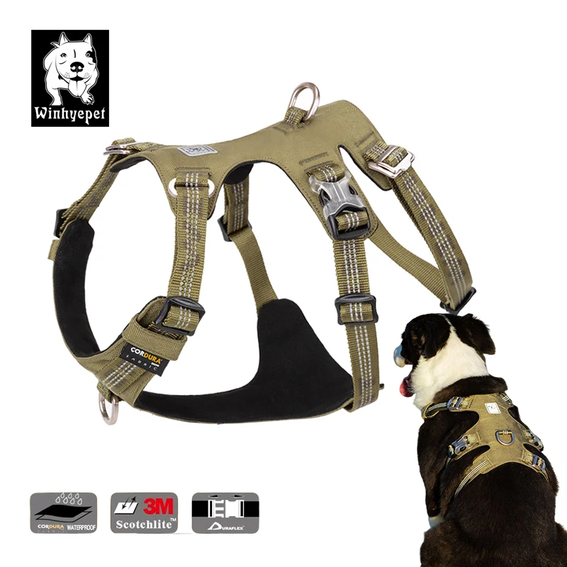 

Winhyepet Harness Dog No Pull Back-Slip Breathable Adjustable Cloth Reflective Double H Traveling Walking for Small Big Dog