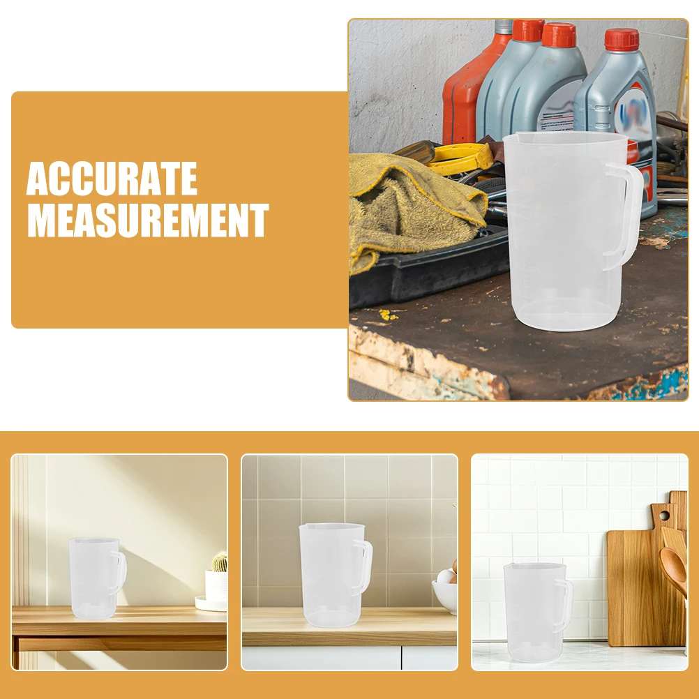 2 قطعة أكواب قياس بلاستيكية شفافة سعة كبيرة حاويات توزيع سائل زيت السيارات لمحرك السيارة الدقيق #6