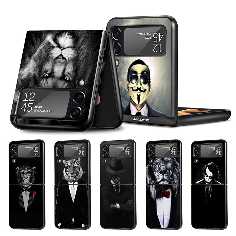 Man Suit Shirt Tie Z Flip 4 Z Flip 4 Phnoe Case For Samsung Z Flip 3 5 5G Black Hard Shell Galaxy ZFlip3 ZFlip4 ZFlip5 Unique