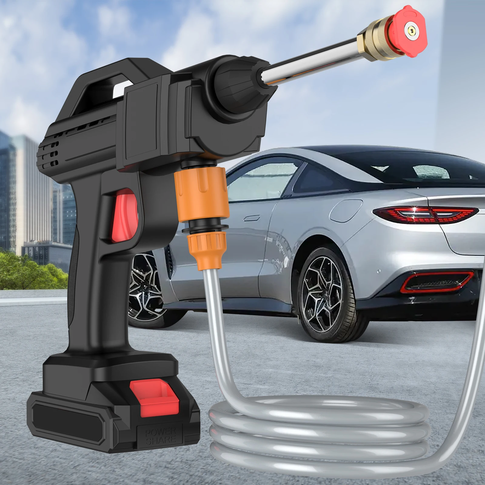 600W 30BAR Kabelloser Hochdruckreiniger Garten-Sprühpistole Wasch-Wasserreinigungsmaschine für Makita 18V Akku – Detail 5