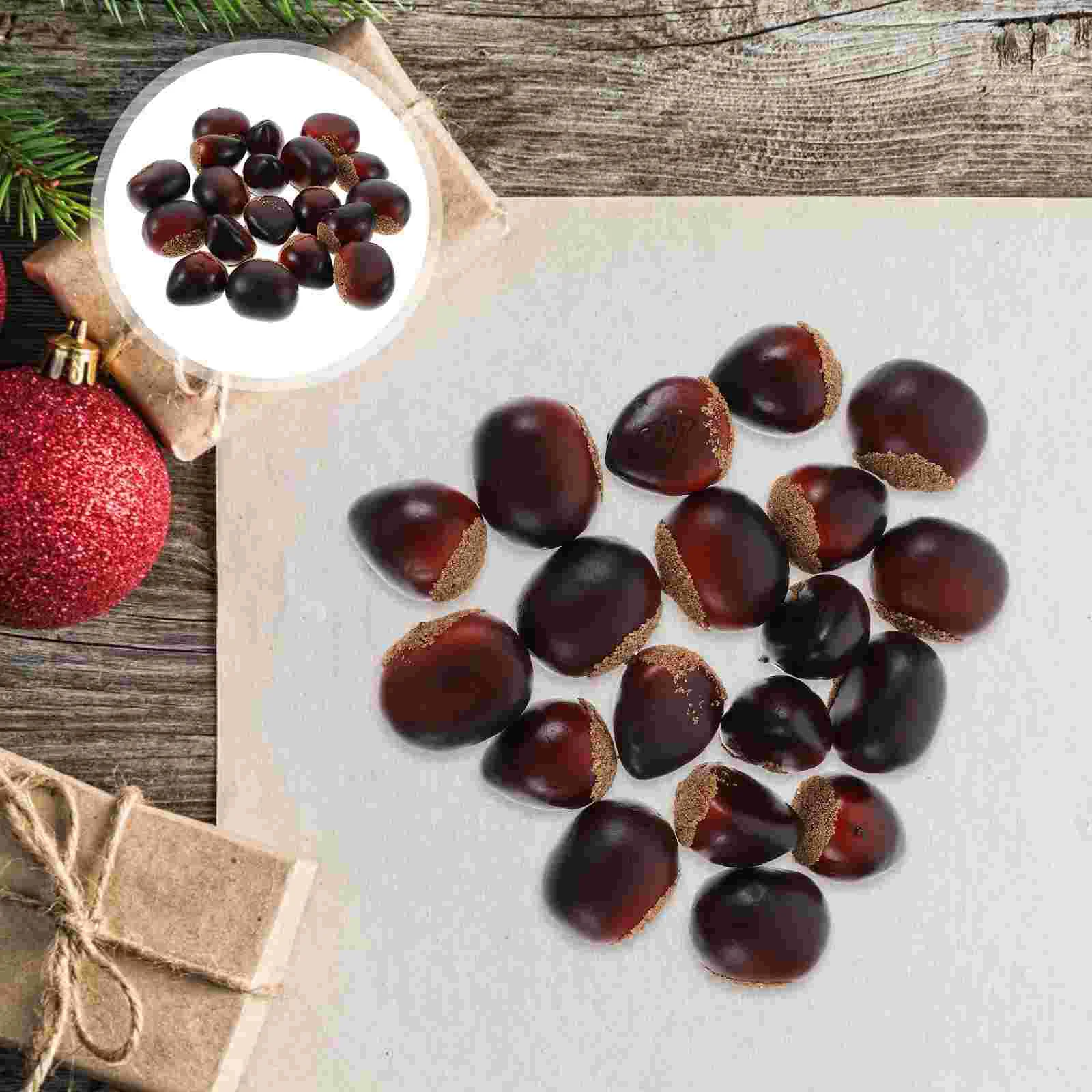 20 Pcs Home Decor Fake Chestnut Decoration Artificial Food Decorations Fruit Lifelike Nuts Model