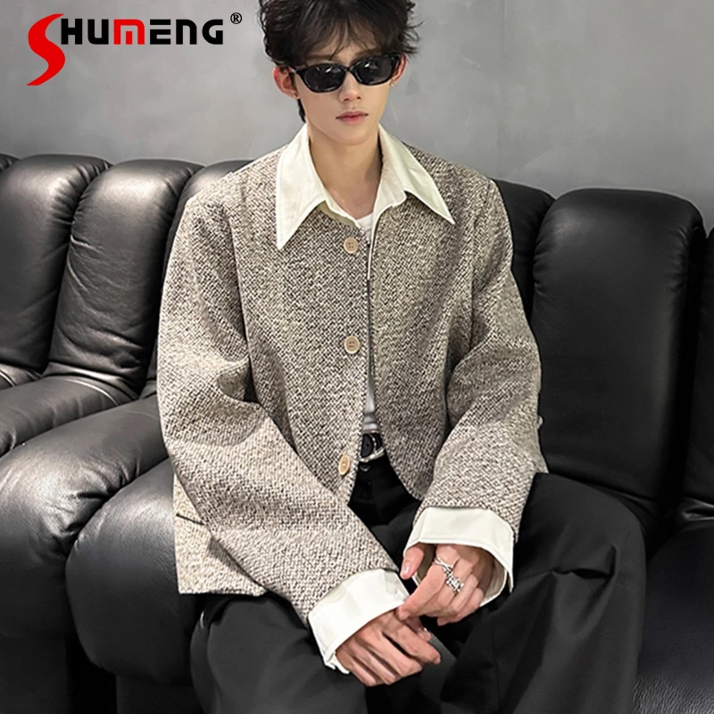 

Осень 2022, новые стильные маленькие ароматные шерстяные пиджаки с длинными рукавами, мужские элитные модные пиджаки, красивые пальто на заказ