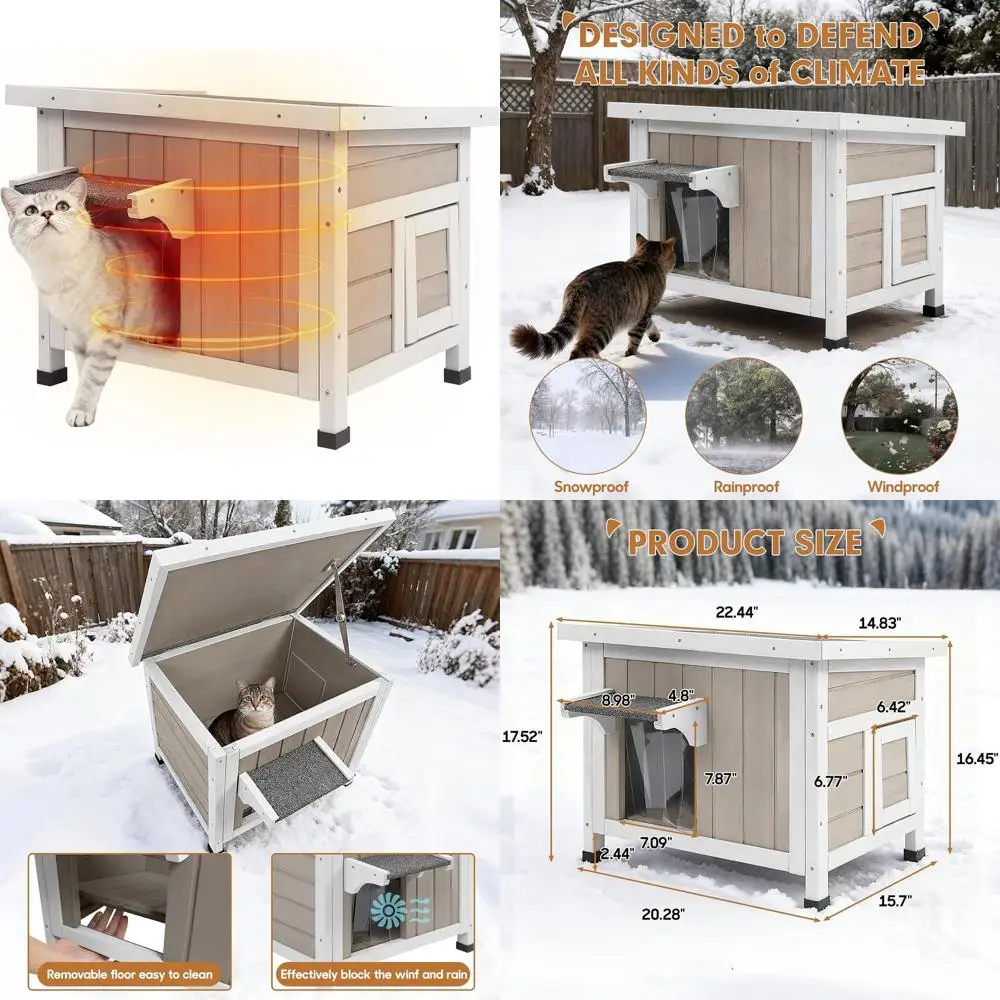 

Утепленный круглый домик для кошек с приподнятым основанием для защиты от зимних условий на улице