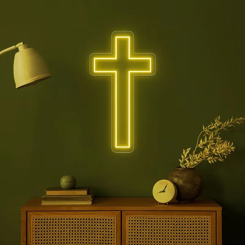 Cross Neon Sign 5V LED Neon Light for Wall Decor Christening Day Baby Shower Decoration Bedroom Kids Room 5V USB Powered Neon