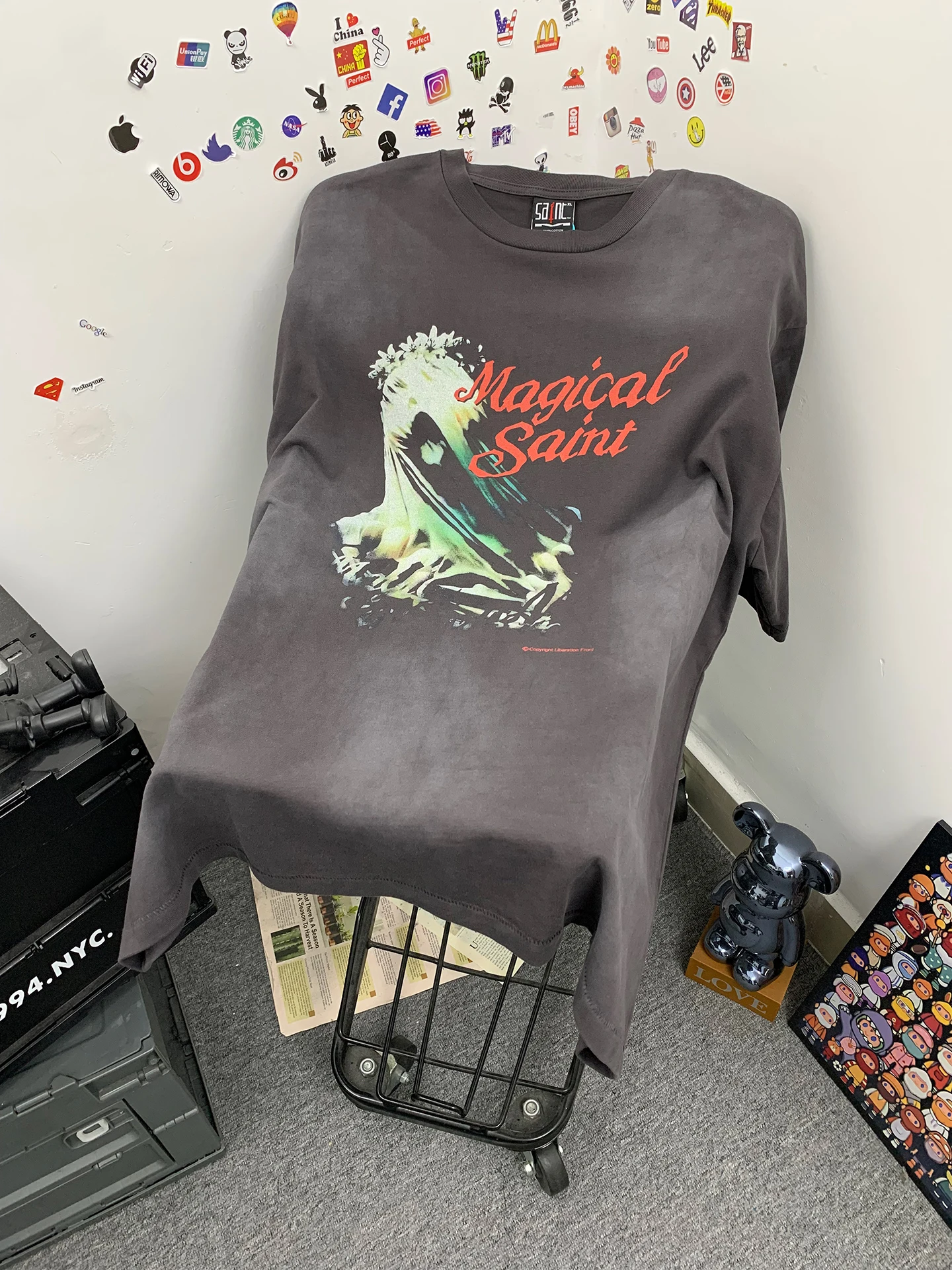

Washed Cotton American Style Streetwear Vintage Letter Print Loose Short Sleeve T-Shirt Men's Breathable Casual round Neck Top