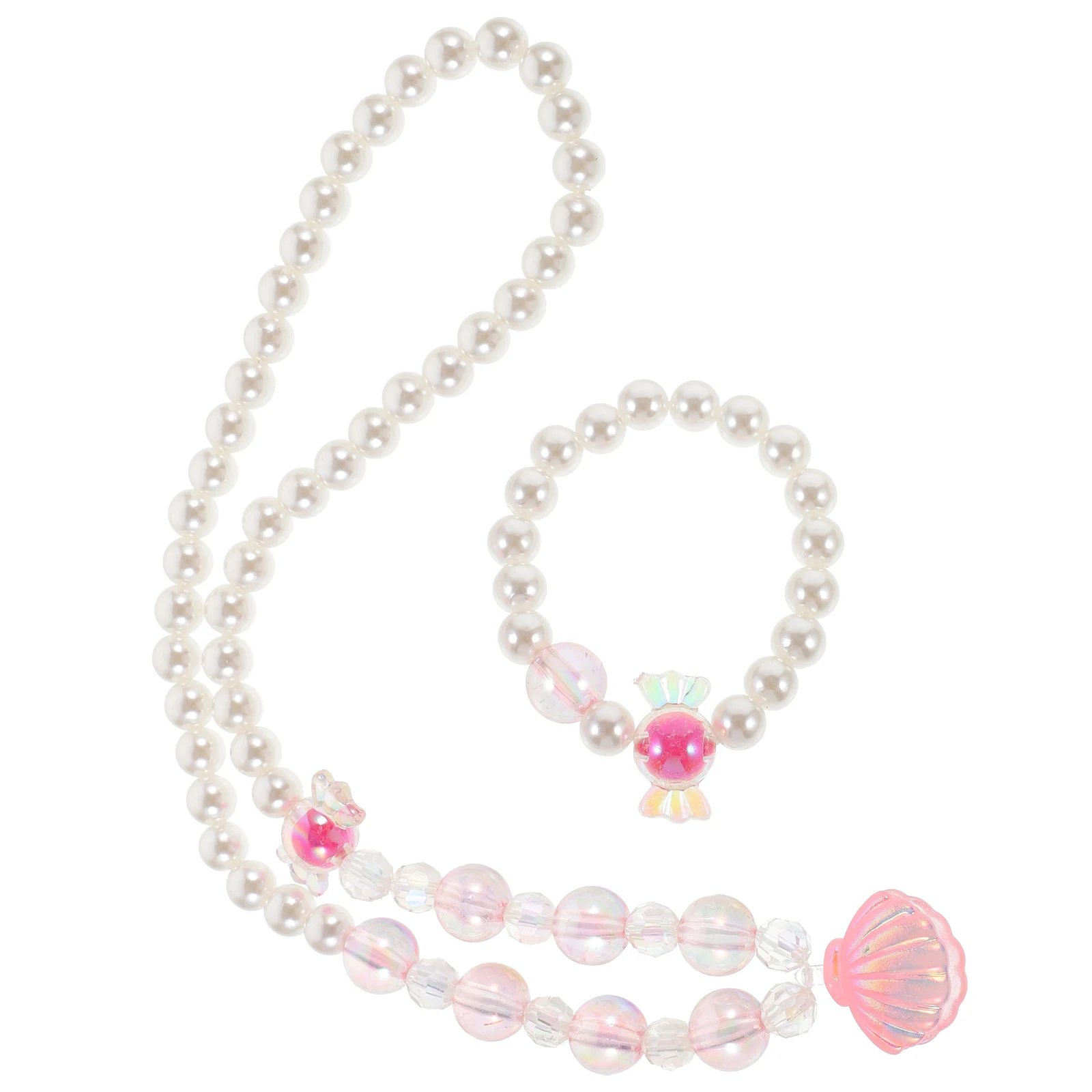 

Pearl Necklace Bracelet Set Durable Fine Workmanship Girls Accessories Party Gifts Pearl Shell Design Women Neck Jewelry All