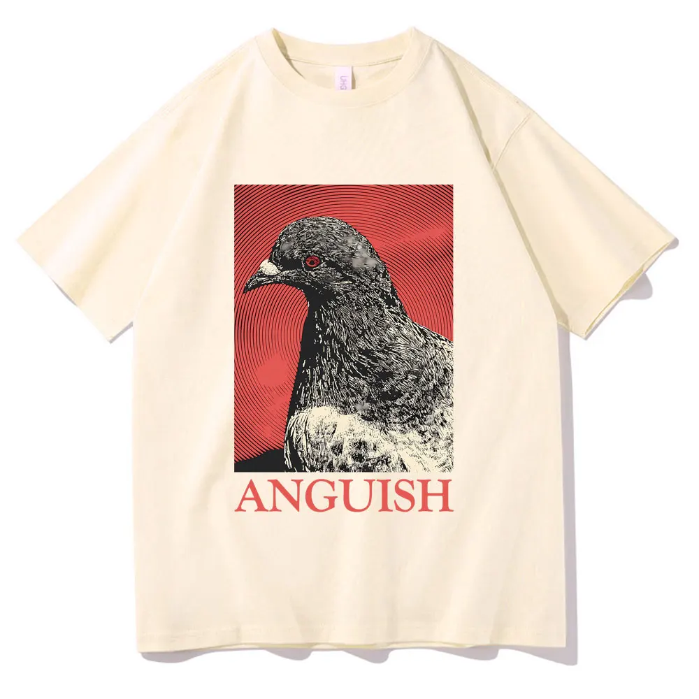 Anguish T-shirt Cute Funny Meme Pigeon Print T Shirts Summer Men Women Casual Oversized Short Sleeve Tshirt Male Vintage Tees