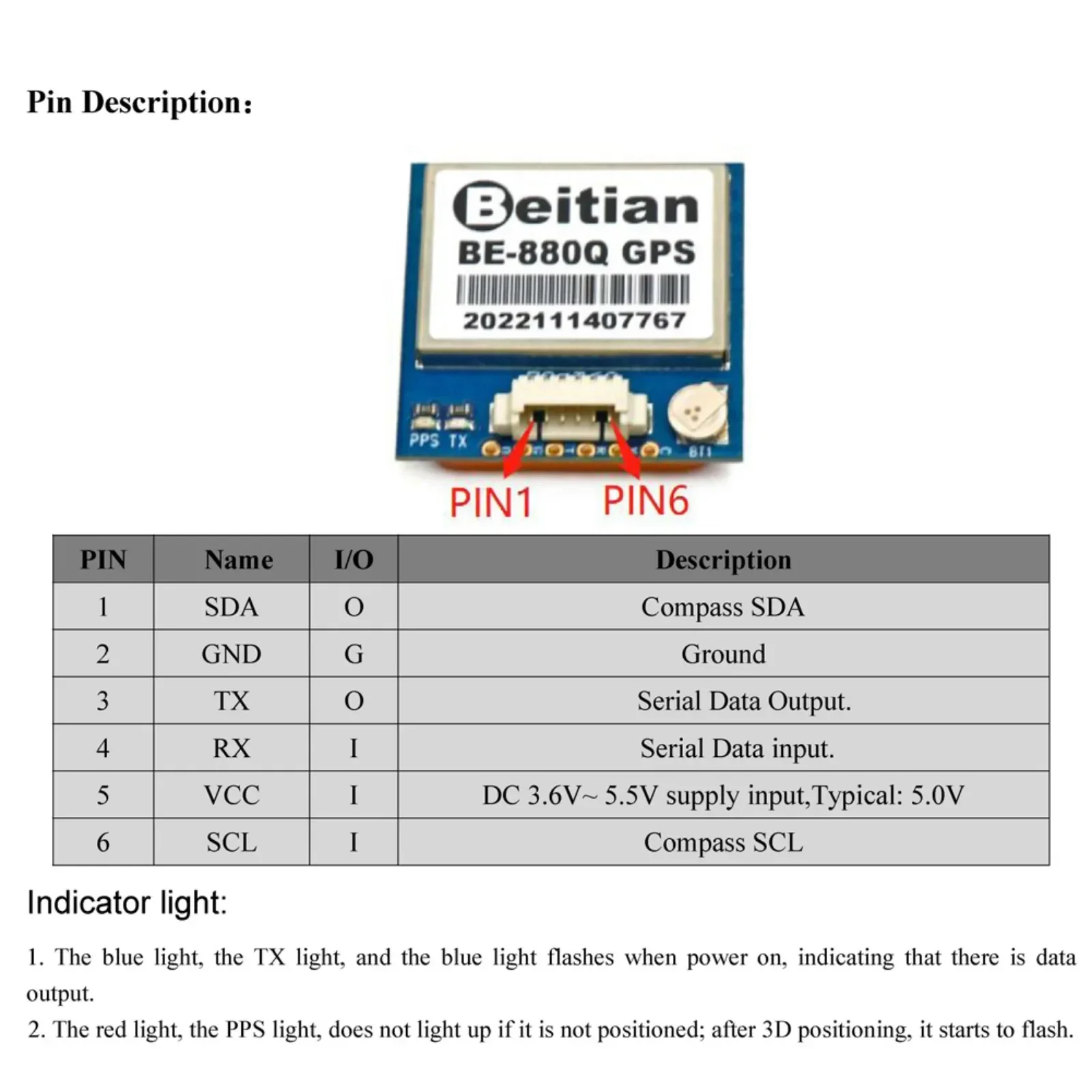 DIYmall GPS Module BE-880 BE-880Q M10050 Ultra-low Power GNSS Receiver with Compass for Drones and Vehicles
