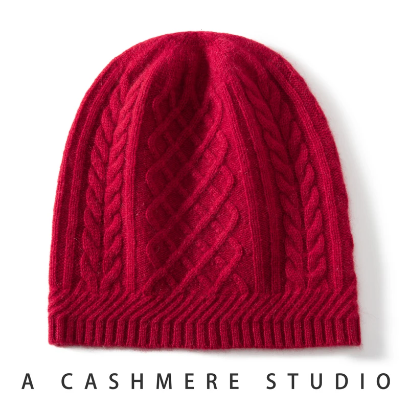 high-quality-women's-winter-cashmere-hat-casual-three-dimensional-thick-solid-color-warm-knit-outdoor-windproof-hat