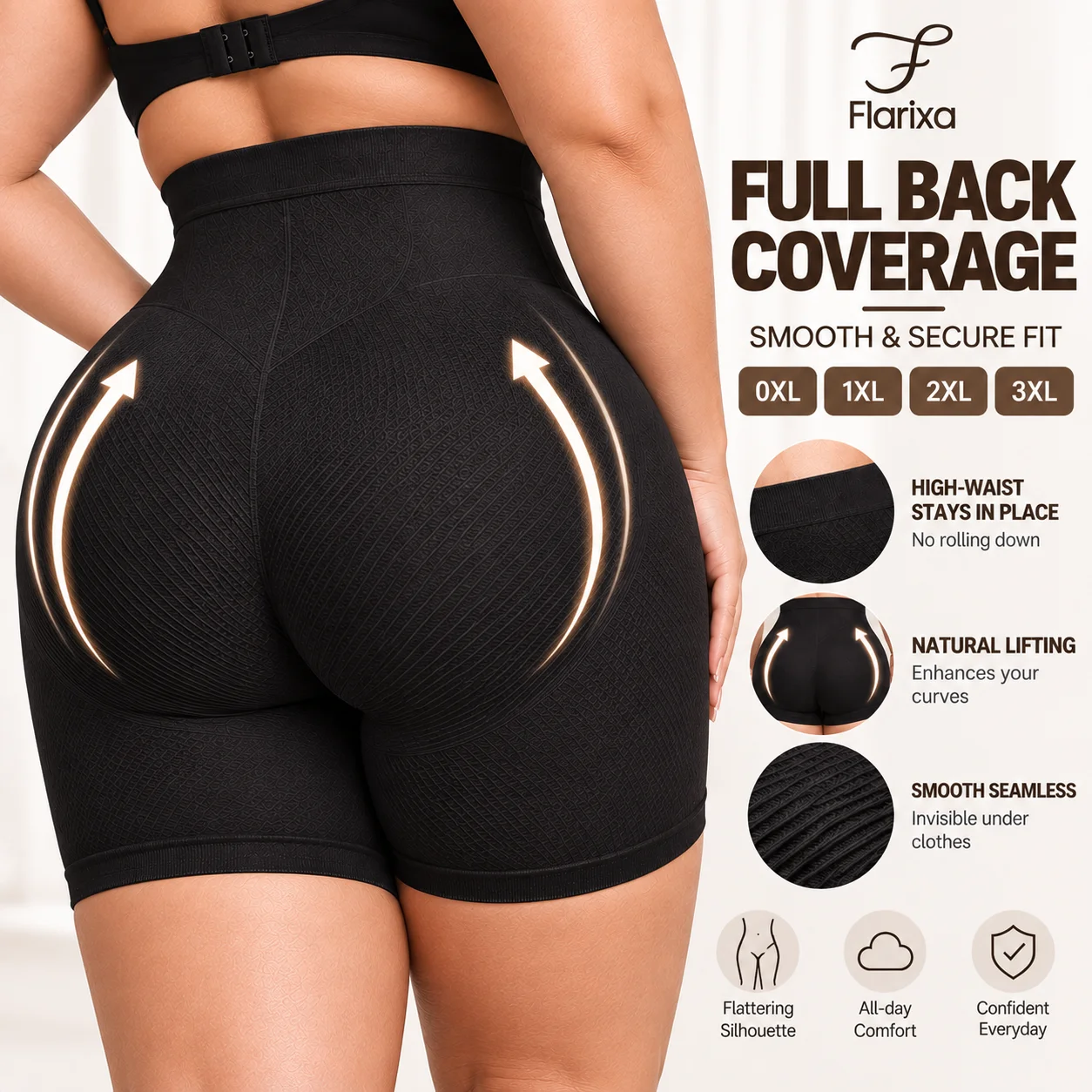Shorts moldeadores de talla grande para mujer, de cintura alta, con control de abdomen, sin costuras, elásticos, ropa interior anti-rozaduras, tallas 0XL-3XL