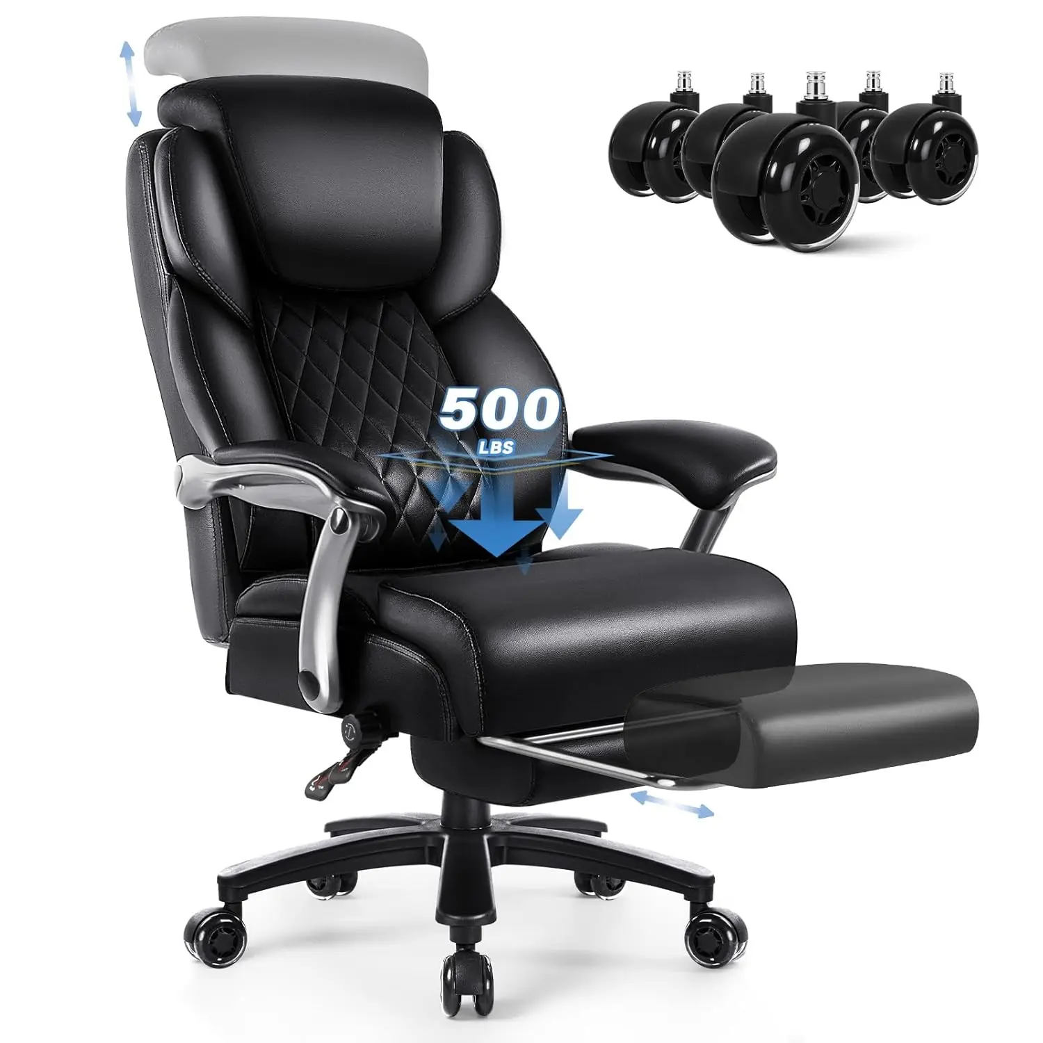 

600lbs Big and Tall Office Chair with Foot Rest and Lifting Headrest,Large Heavy Duty Chair with Adjustable Lumber, Customized