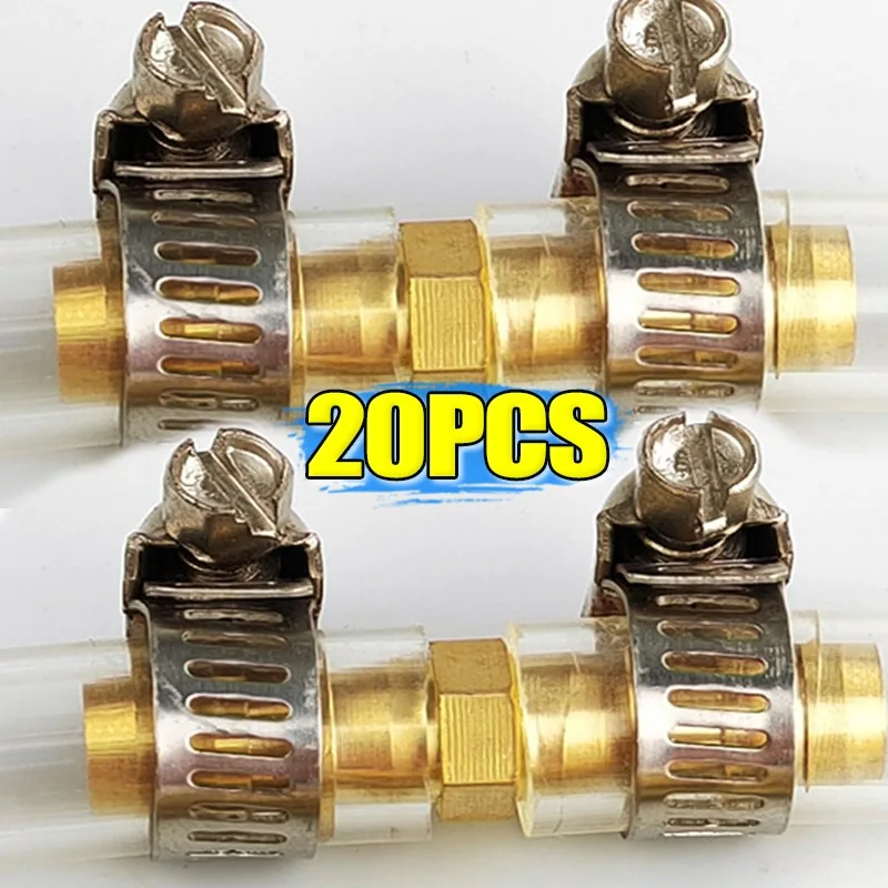 

20/1 шт. латунный двойной соединитель-пагода, 2-ходовой прямой фитинг для шланга, садовый быстрый соединитель для воды, адаптер, медная колючая муфта