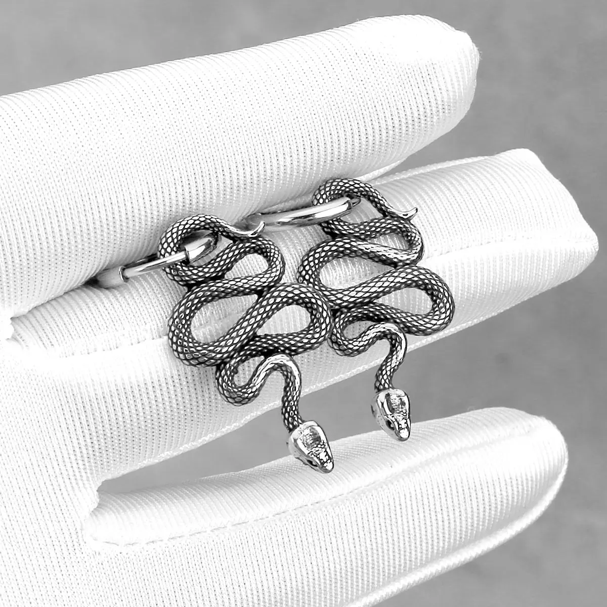 Vintage Viking Stainless Steel Animal Earrings Fashion Snake Amulet Drop Earrings Punk Hip Hop Men Women Unique Jewelry