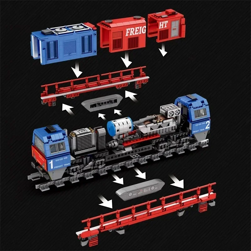 1980PCS G200 Passenger Train Building Blocks City Transport Train Model Bricks Adult Desktop Decoration Kids DIY Toys Idea Gifts