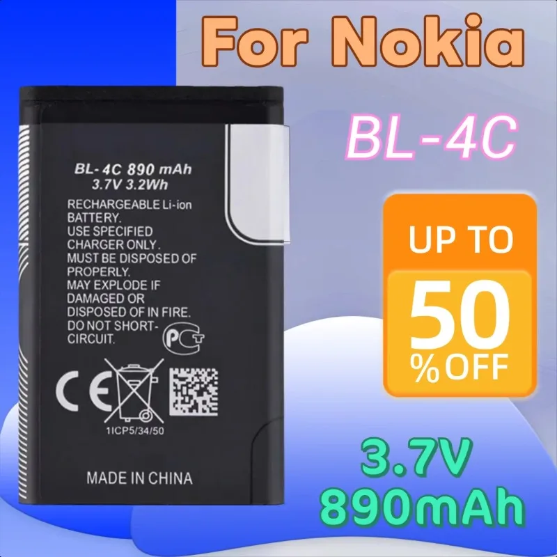 

20PCS BL-4C Lithium Battery for Nokia 6100 6125 6131 6136 6170 6300 5100 7270 2220S 2650 3500 X2 C2-05 BL-4C Phone Batteries