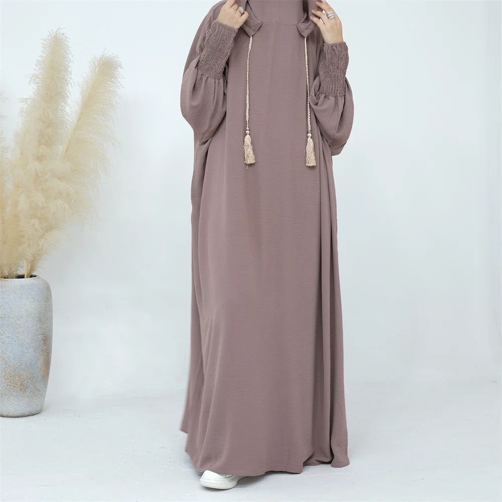 

2024 New Hooded Plain Abaya Dubai Eid Ramadan Jilbab For Muslim Women Modest Dress Long Robe Islam Clothing Arab Turkey Dresses