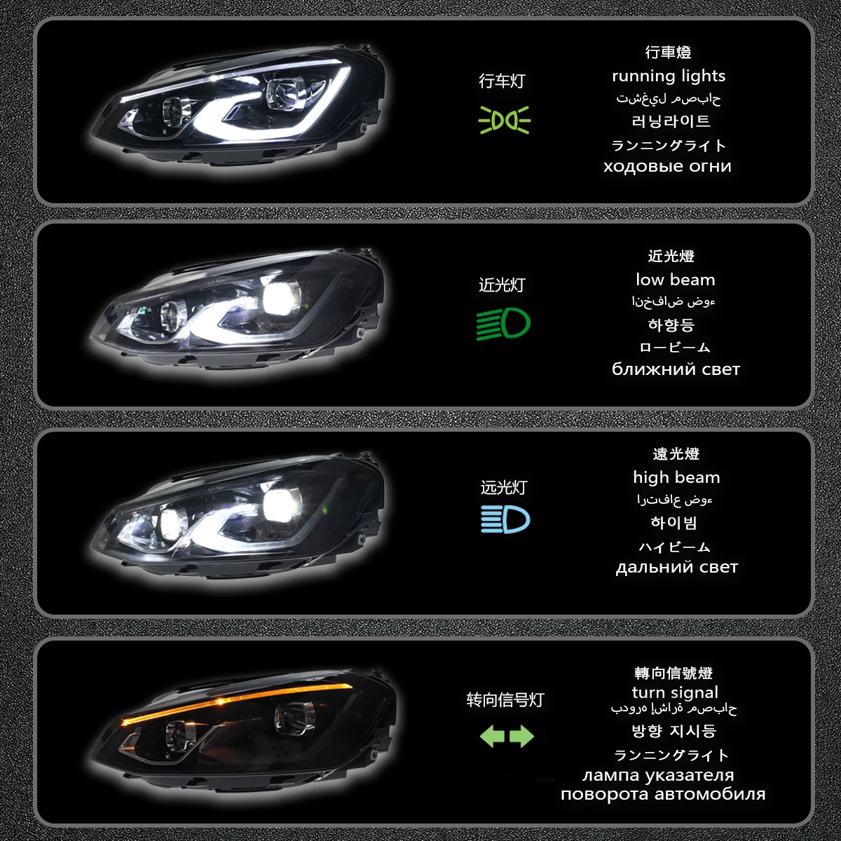 YOFER Car light For Volkswagen Golf 7 2013-2017 new headlight assembly LED daytime running lights LED lens headlights