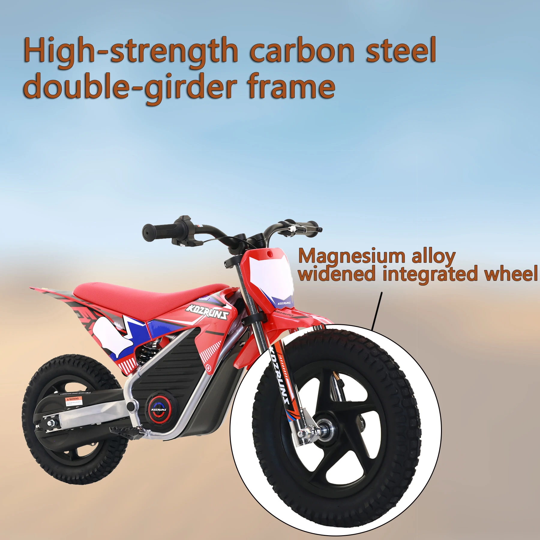 MX-E150 12 INCH IS SUITABLE FOR CHILDREN AGED 3-6 YEARS OLD OFF-ROAD RACING, SPEED 13 KM/H 150W CRUISING RANGE OF 10KM