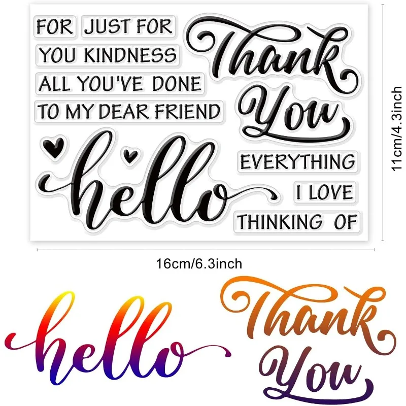 1PC Hello Thank You Silicone Clear Stamps for Card Making Friends Greeting Words Scrapbooking Journaling Photo Album Sentiments