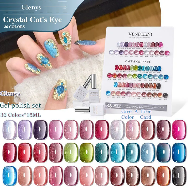 Glenys 36 color pop flash cat eye nail polish gel net red popular immersion gel whitening versatile high-end nail salon varnish