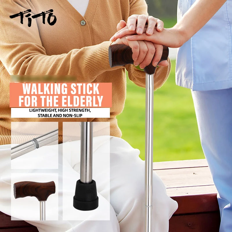 

TiTo Titanium Alloy Telescopic Walking Stick For The Elderly Mothers Fathers Ultralight Trekking Poles Camping Hiking Stick
