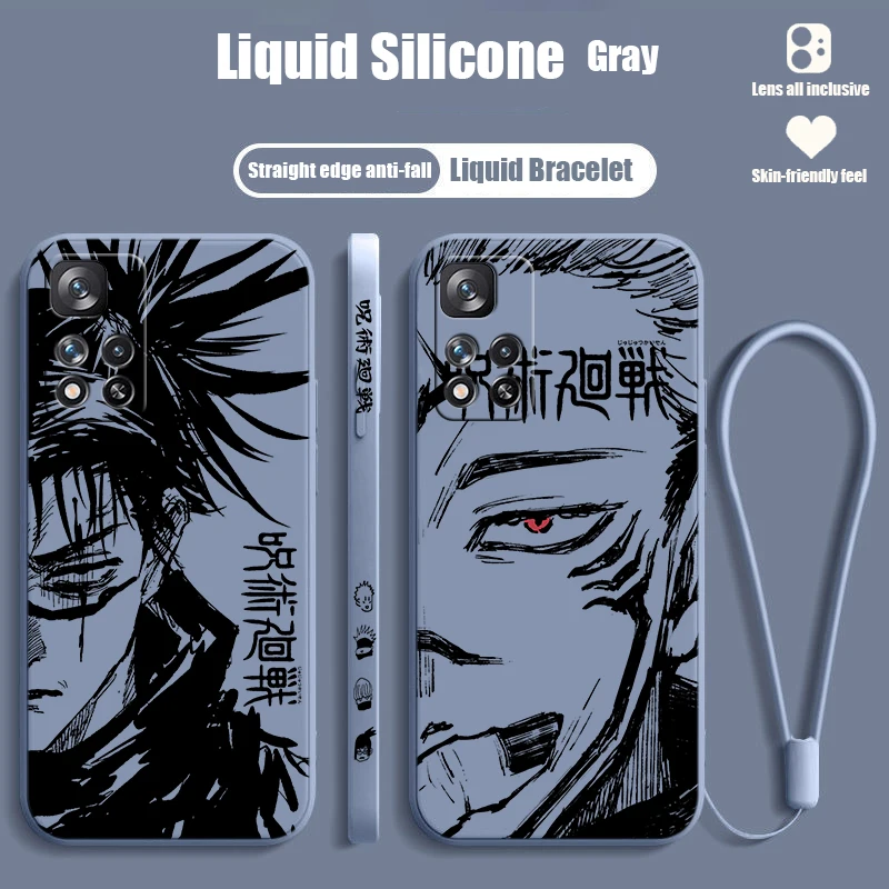 Jujutsu Kaisen Anime For Xiaomi Redmi Note 12 11T 11S 11E 10S 10T 10 9S 9T 8 Pro Plus Lite Liquid Left Rope Phone Case