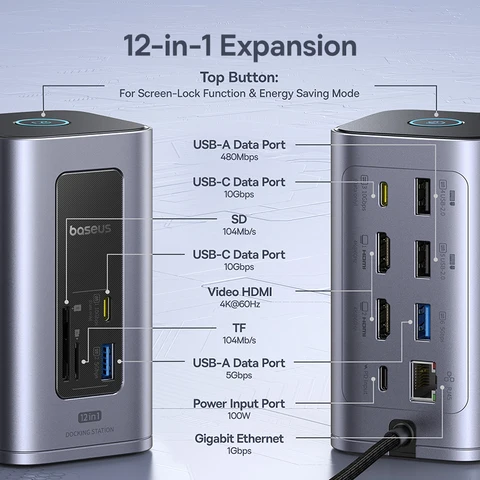 Baseus USB C HUB 12-в-1  HDMI 4K