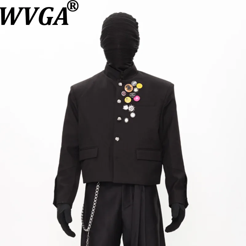 

WVGA осень-зима новый мужской короткий пиджак с подкладкой на плечах нишевый шикарный повседневный костюм с воротником-стойкой пальто прямой костюм брюки Ins W14338