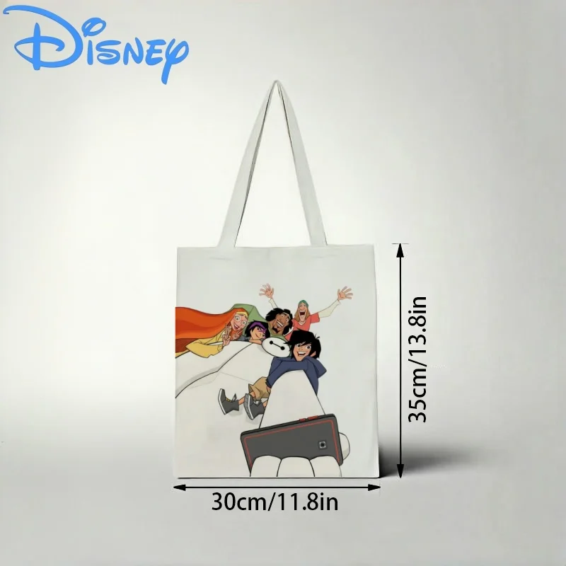 

1PC Disney Big Hero 6 Canvas Tote Bag, Group Selfie Print Eco-friendly Shoulder Bag