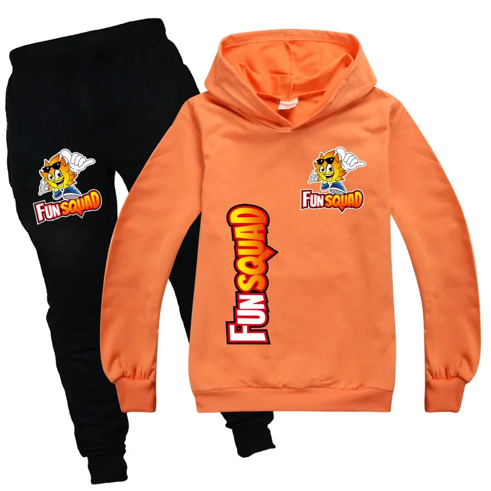 New Cartoon Fun Squad Gaming Clothes Kids Spring Autumn Hoodie Sweatshirt +Trousers 2pcs Suit Girl Clothing Sets Boys Sportsuits