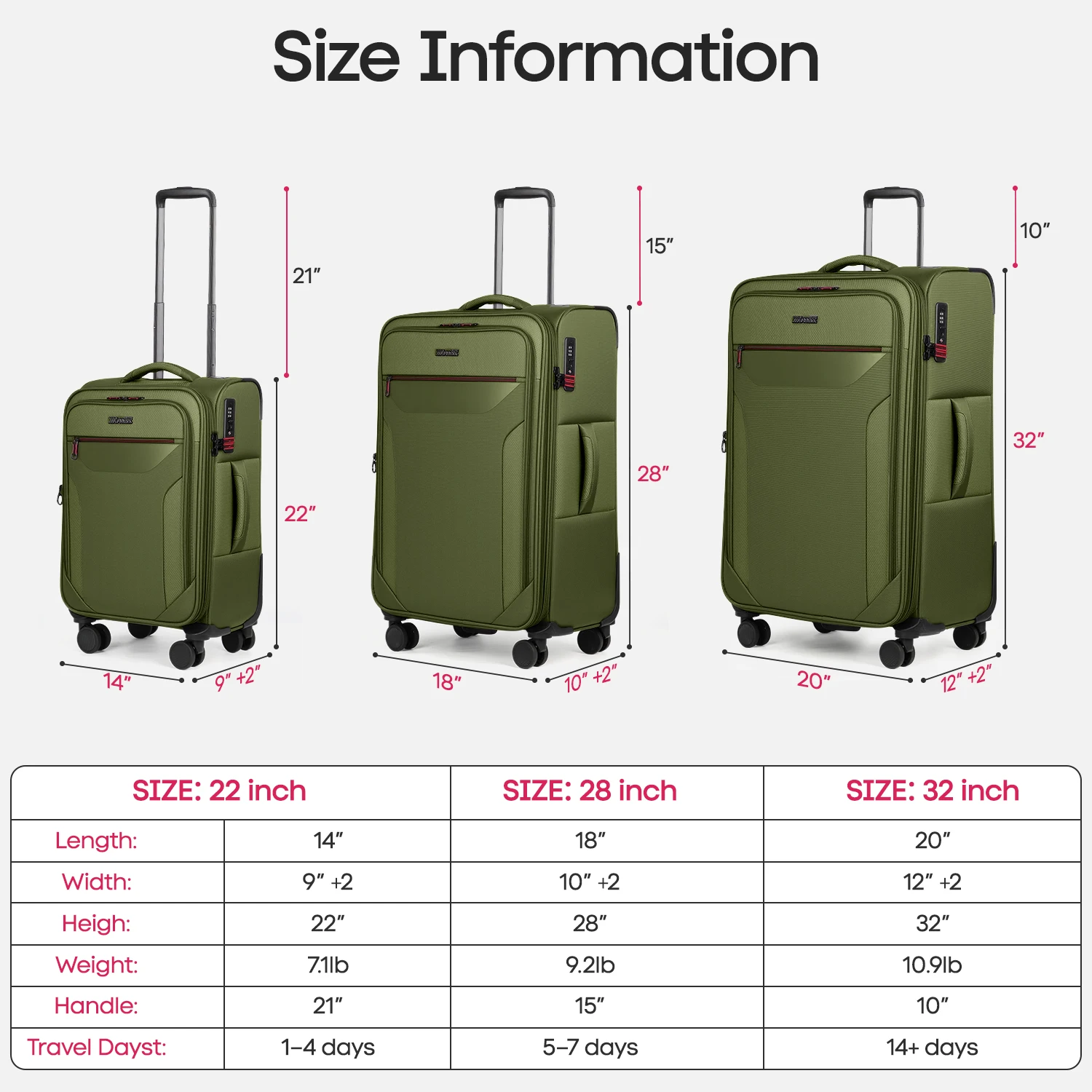 Softshell Luggage Expandable 2 Piece Set Durable Wheeled Suitcase Softside Lightweight Luggage Travel Set w/TSA Lock for Travel