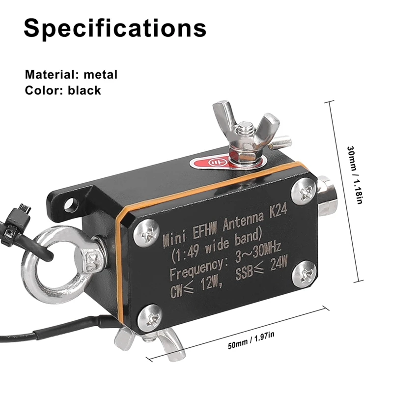 Pocket EFHW Antenna K24 3-30Mhz Frequency Band Shortwave Antenna Wideband End-Fed Halfwave Antenna