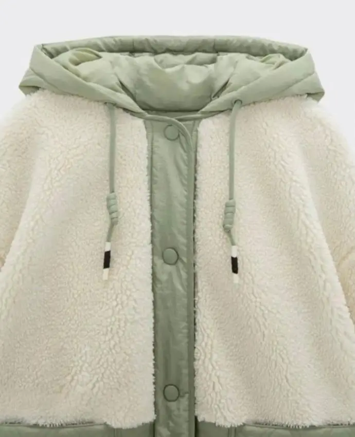 Women's Jacket 2025 Spring Autumn Fashion Polar Fleece Patch Hooded Coat Casual Pocket Design Loose Single Breasted Winter Coat