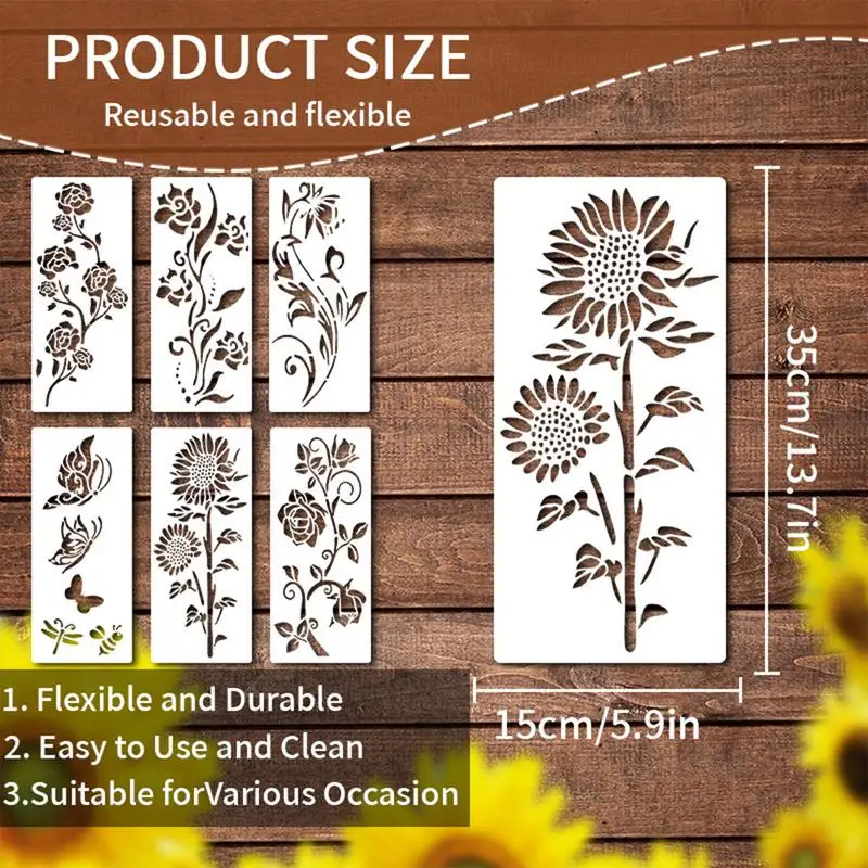 Garden Fence Large Flower Stencils Diy Decoration Painted Stickers Template Creative Diy Peony Layered Spray Painting Template