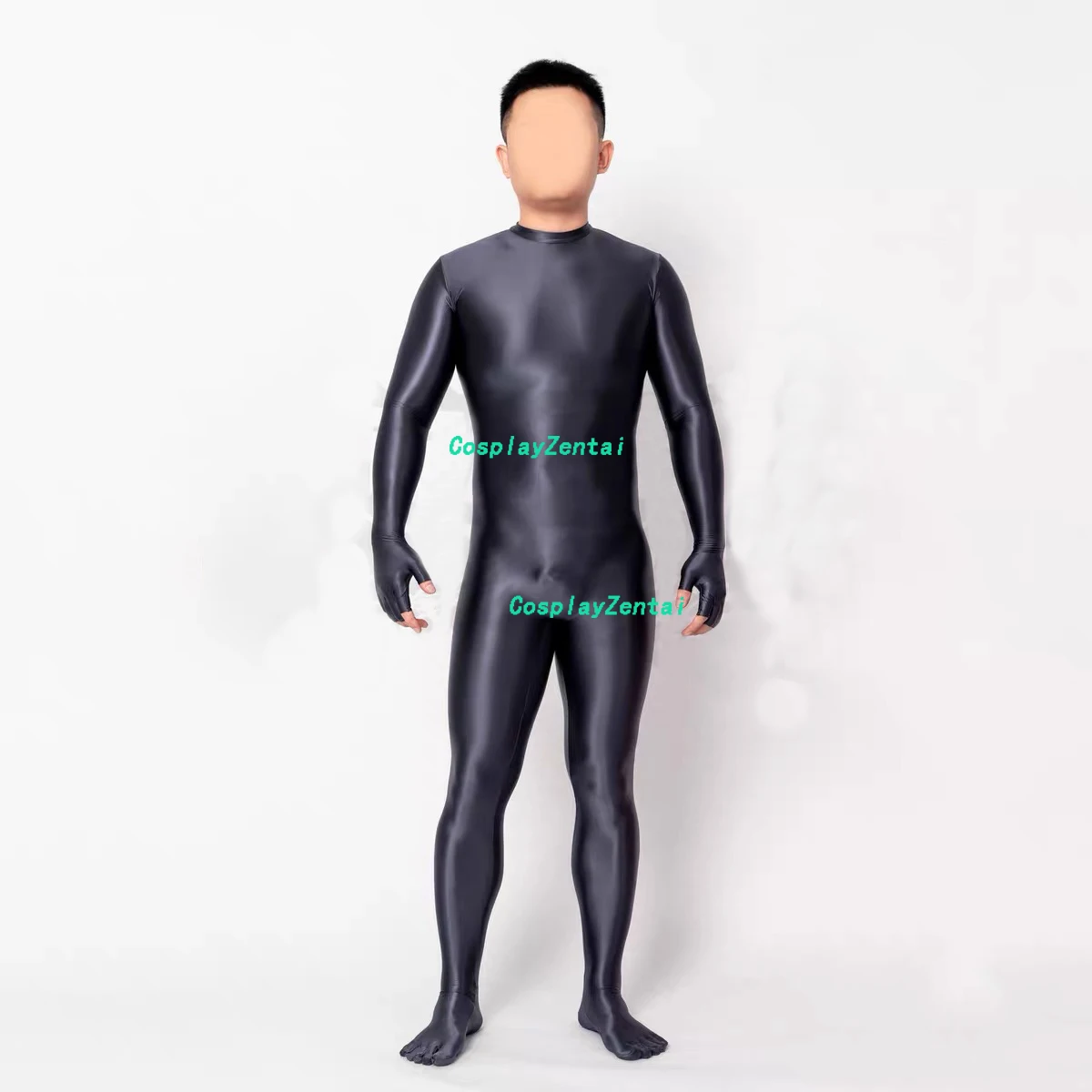 Błyszczące, jasny ciemnoszare wysokiej jakości Spandex pół rękawiczki z palcami body Zentai kostiumy na Halloween kobiety/mężczyźni Zentai