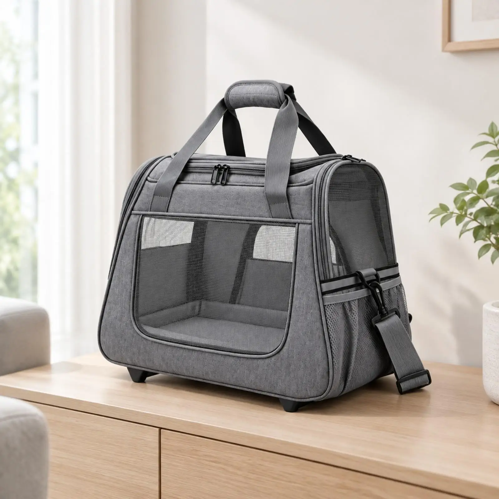 Cat and Small Pet Carrier Bag Foldable Pet Carrier with Pad Breathable for Checkups Visits, Everyday Outings, Commuting