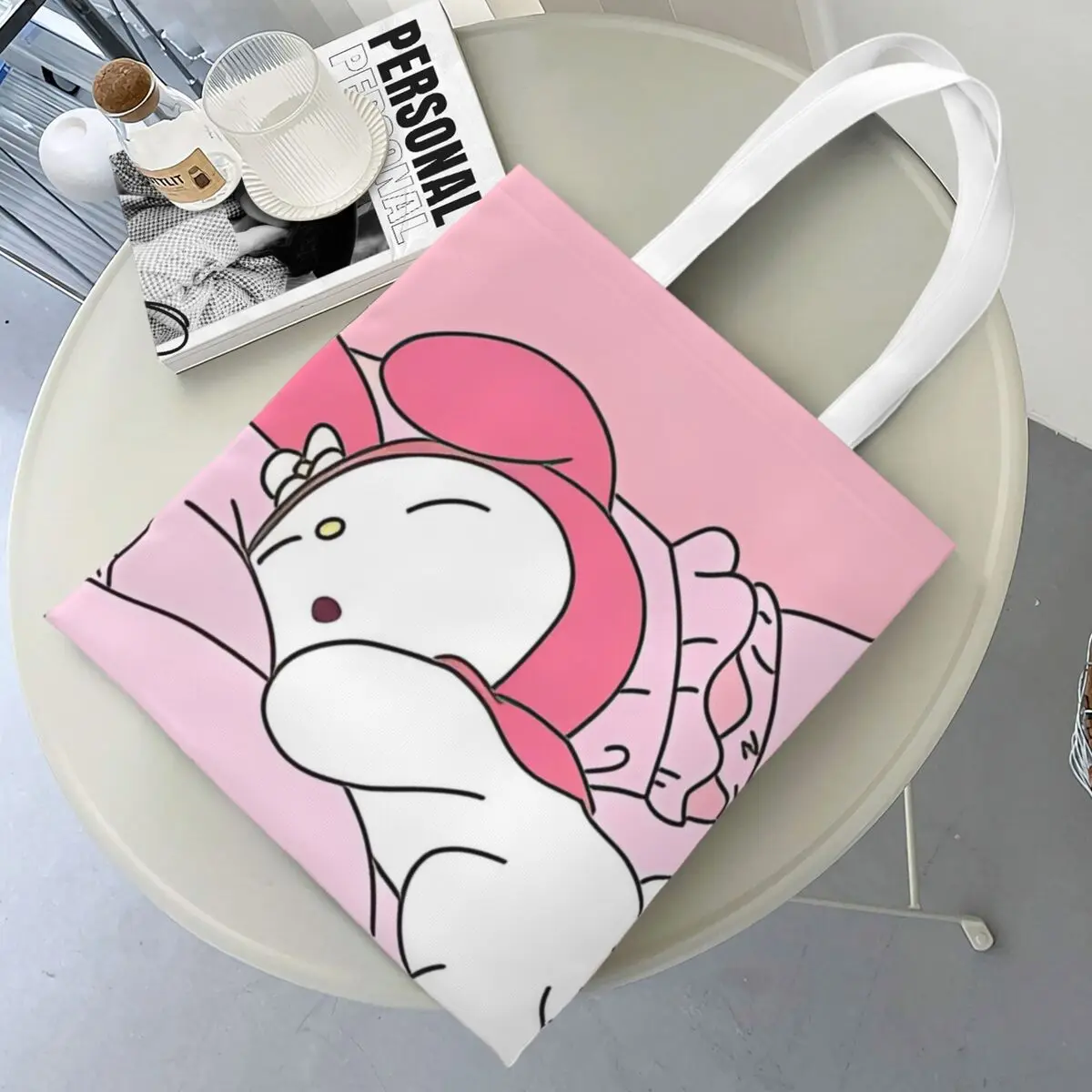 Unisex My Melody Cute Sleep Tote Bags Canvas Japanese Anime Shopping Bag for Shopping Handbags