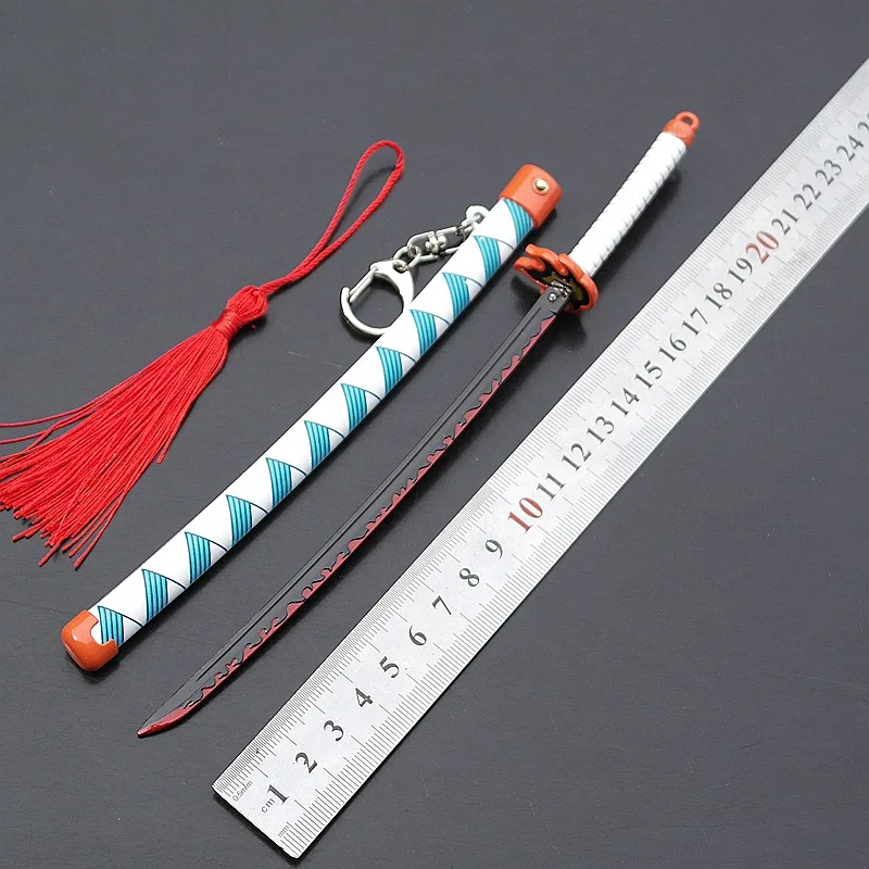 22 センチメートル/8.6 インチデーモンスレイヤーアニメ周辺キーホルダー竈門炭治郎刀ナイフバウンス武器モデル金属クラフト装飾玩具