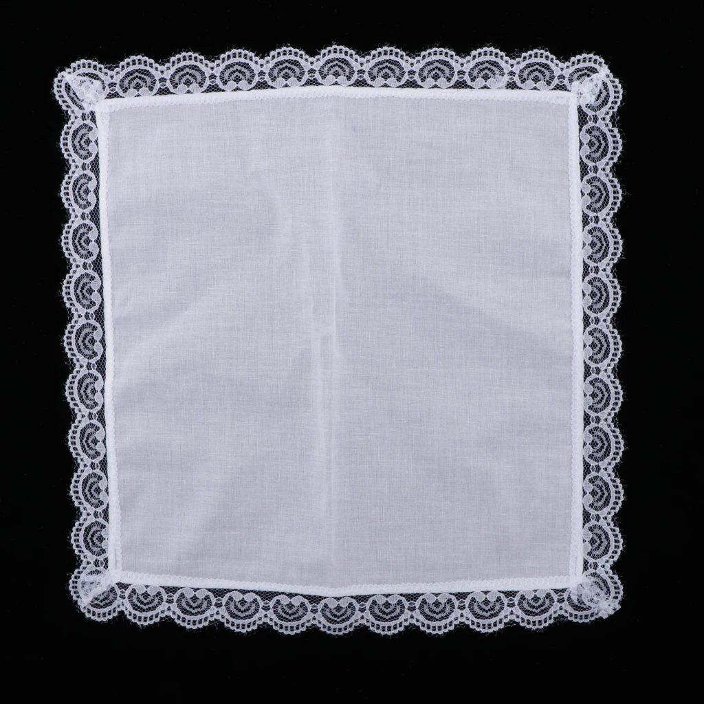 5x  Cotton Hanky Lace Embroidery White Hankie