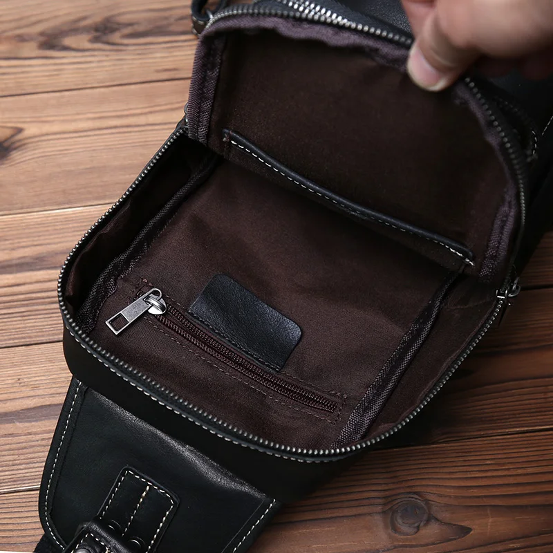 Neue Echtes Leder männer Brust Tasche Handgemachte Top Schicht Rindsleder Umhängetasche Große Kapazität Schulter Tasche Trendy männer tasche NZPJ – Detail 14