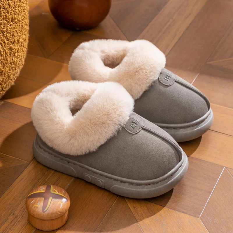 Zapatos informales para niños, botines con lazo de algodón, Color sólido, zapatos de invierno para niñas, zapatos antideslizantes cálidos de color rosa y Beige, talla 13cm-20cm