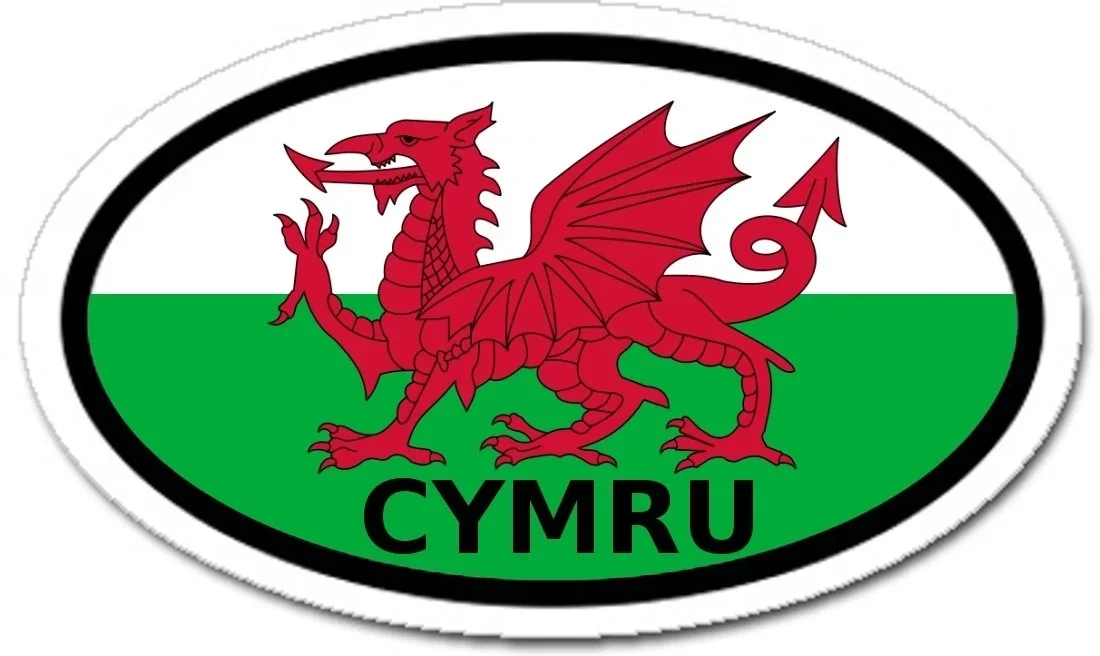 

For Wales Cymru in Welsh and Flag Car Bumper Sticker Oval